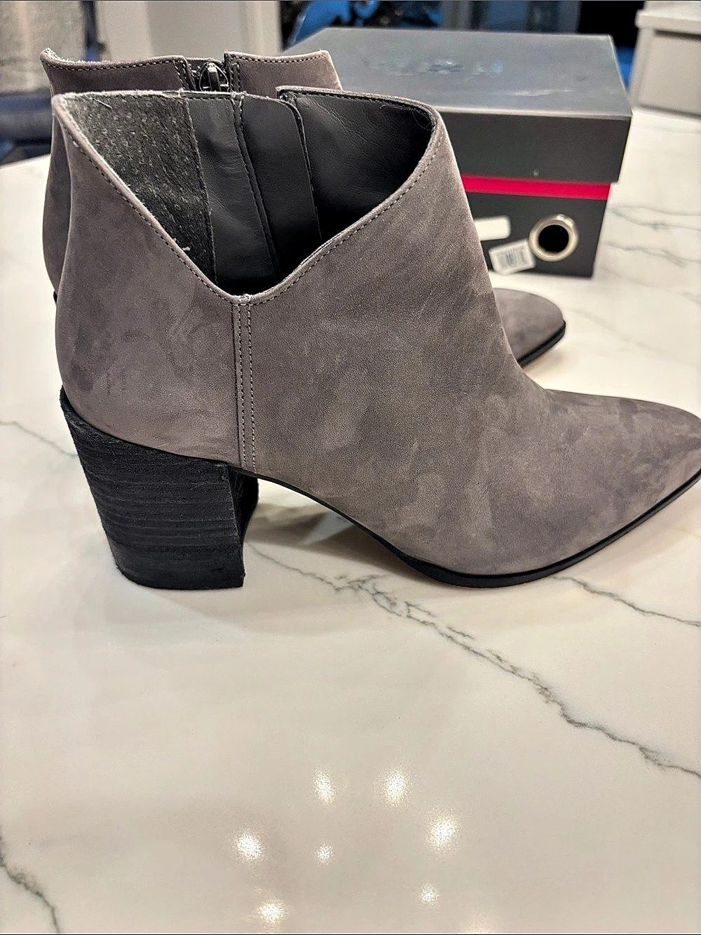 Vince Camuto VC-KATHRINA Pointed Toe Heeled Ankle Boots Gray US 8M - Picture 11 of 13